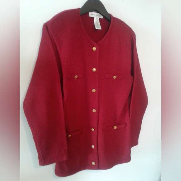 Gold Button Up Sweater Jones New York Jacket Cardigan Size Medium wool blend - Picture 3 of 5